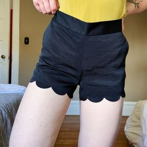 Black Scalloped Shorts